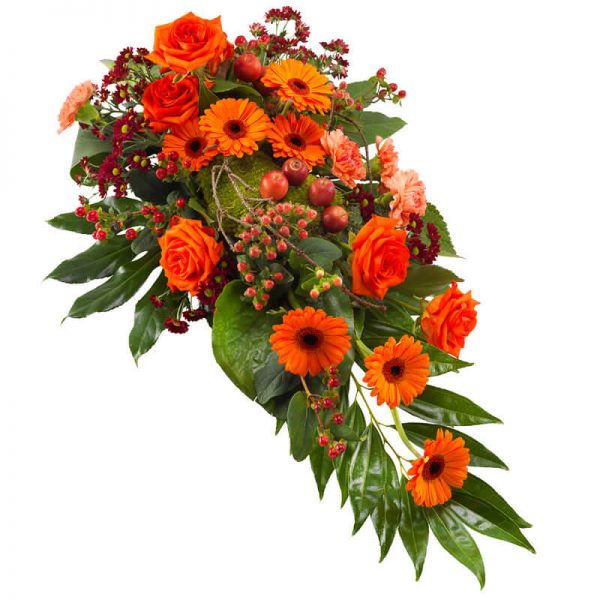 Rouwarrangement oranje